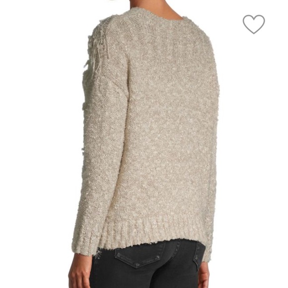 🍃💕NWT STELLAH Gold Metallic Slub Knit Fringe Sweater Size M - Picture 3 of 8